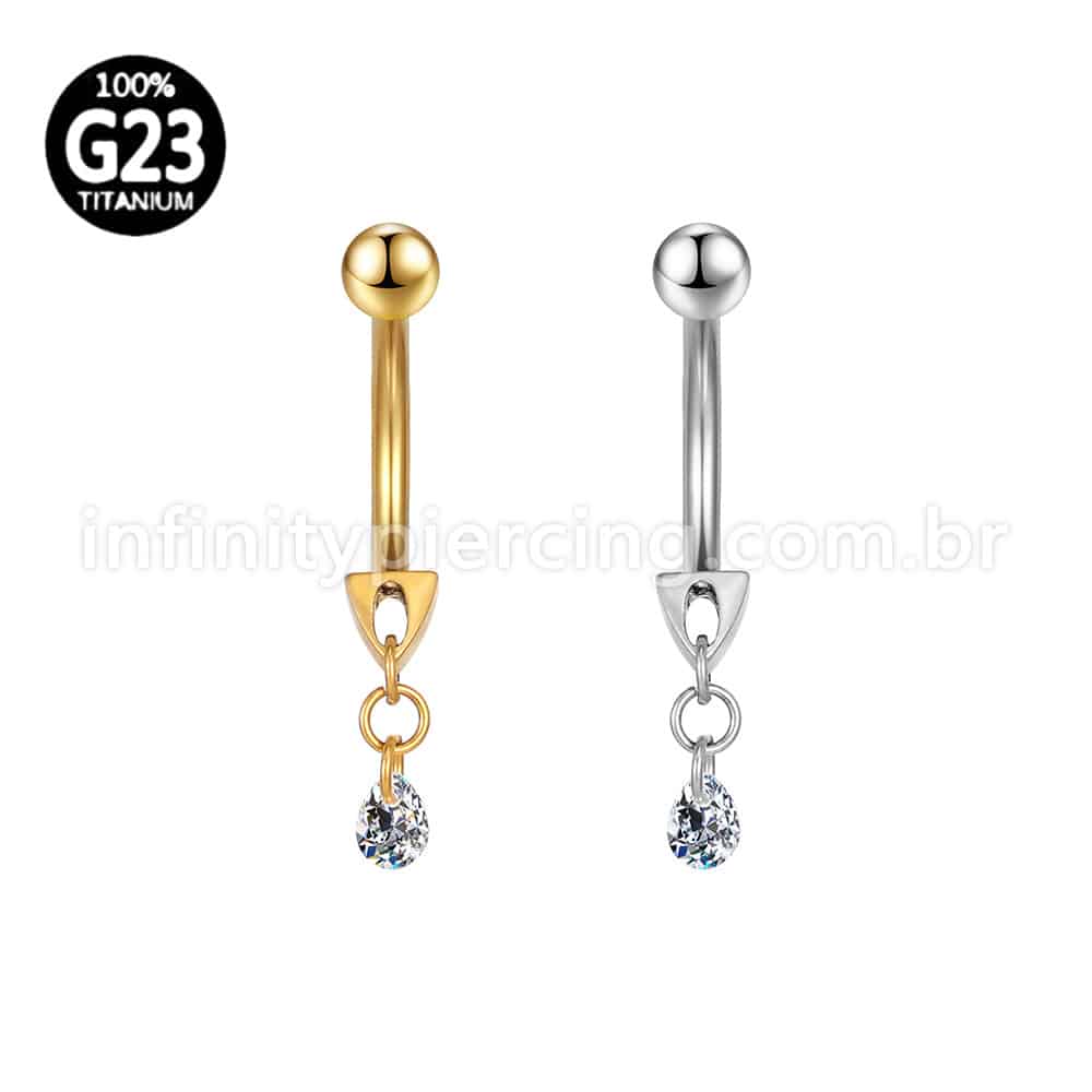 Piercing Banana Titânio Com Pingente Zircônia